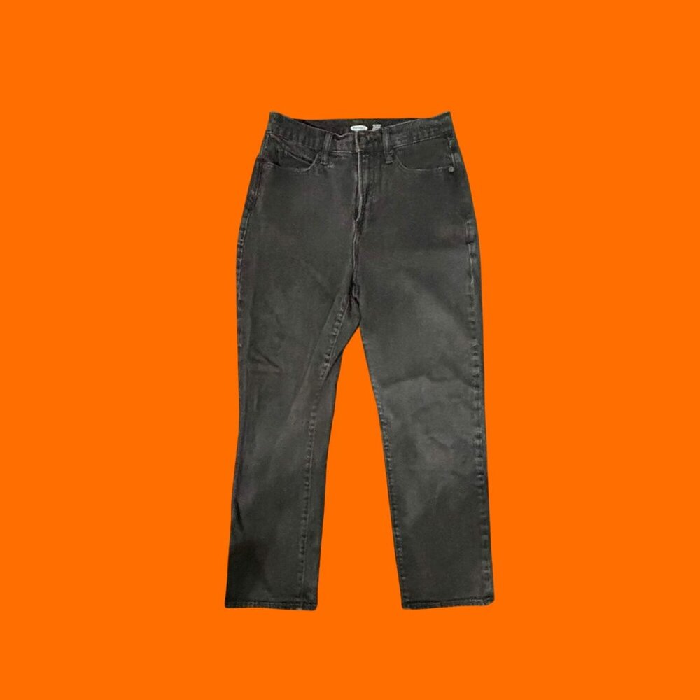 Old Navy The Sky-Hi Straight Extra High Rise Jeans Black Wash Women’s Size S